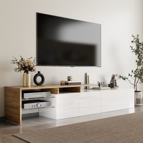 Contemporary TV Unit with LED Ambient Lighting & Storage - image 15