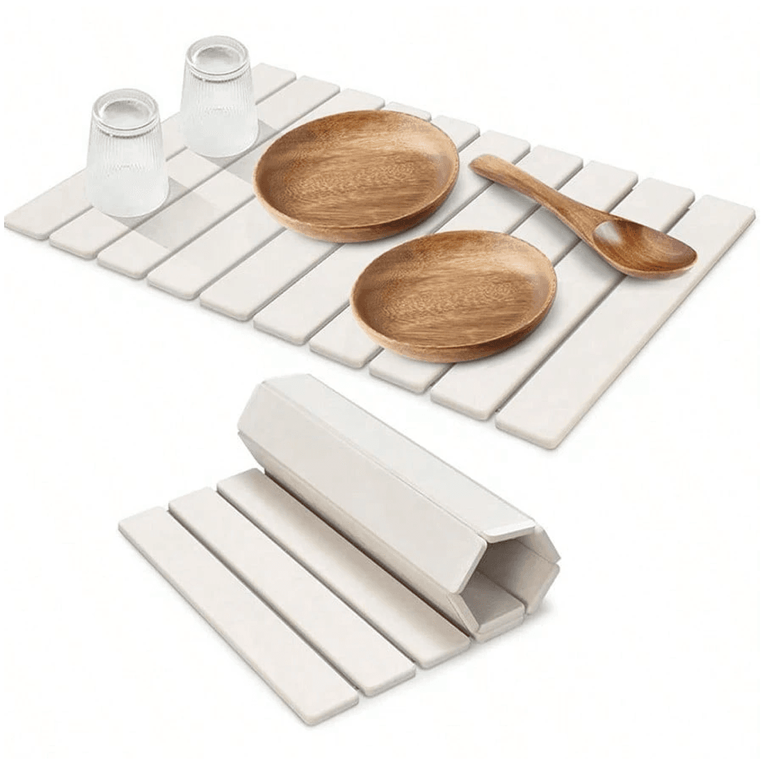 White Foldable Diatomite Drying Mat for Effortless Kitchens - image 8