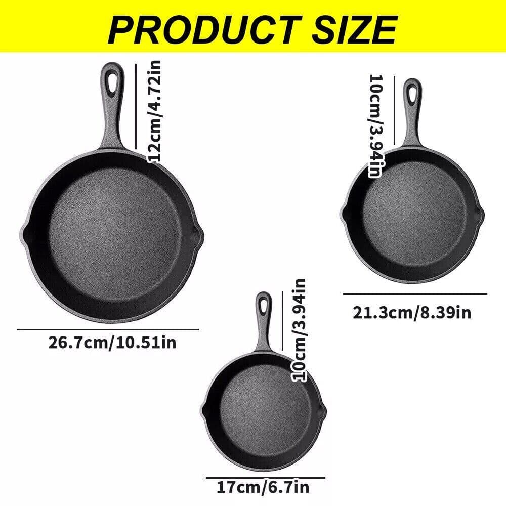 Versatile 3-Piece Cast Iron Skillet Set - image 2