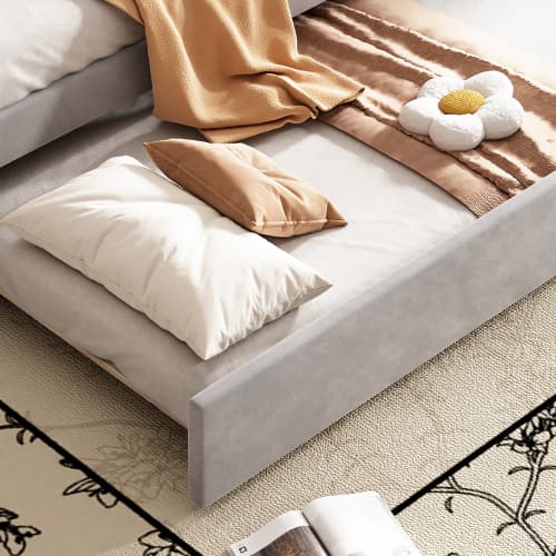 Upholstered 3ft Single Day Bed with Pull-Out Trundle in Grey Velvet - image 26