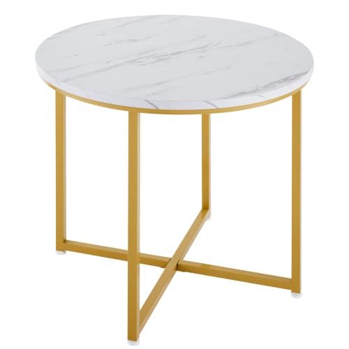 Modern Round Dining Set with Marble Effect Top & 4 Stools - image 37