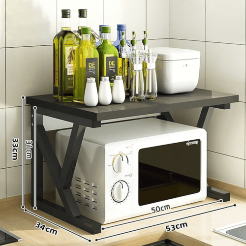 2/3-Tier Adjustable Microwave Oven Rack in Black - image 3