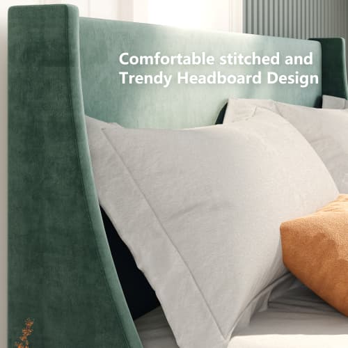 Transform Your Bedroom with this Dark Green Velvet Double Bed - image 3