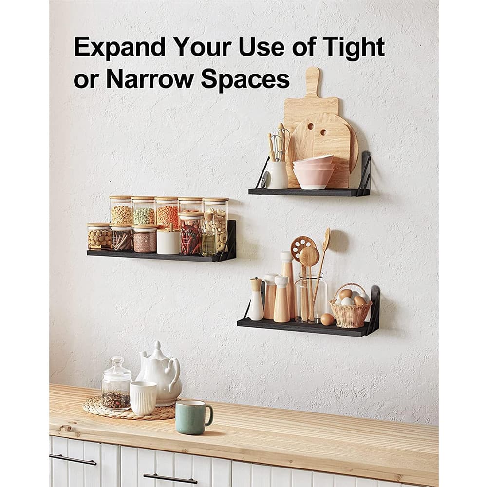 Three Rustic Floating Shelves in Warm Brown for Living Rooms and Bedrooms - image 7