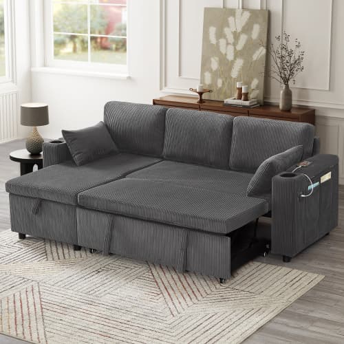 Transform Your Space with this Grey Corduroy Corner Sofa Bed - image 26