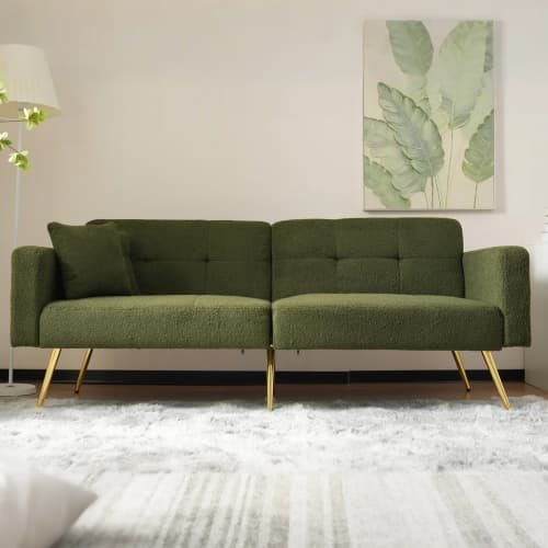 Chic 2 Seater Click Clack Sofa Bed with Side Pockets - image 23