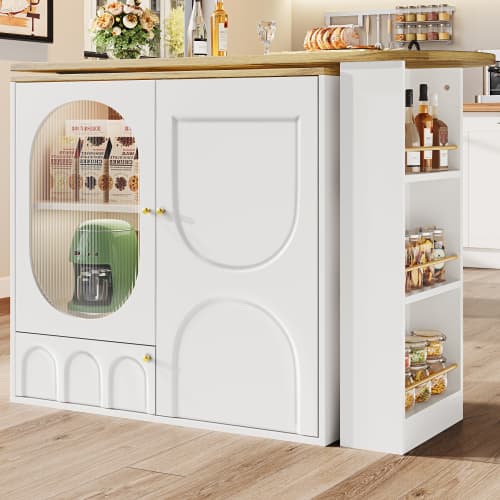 360° Rotating Bar Table with Storage, White - image 19