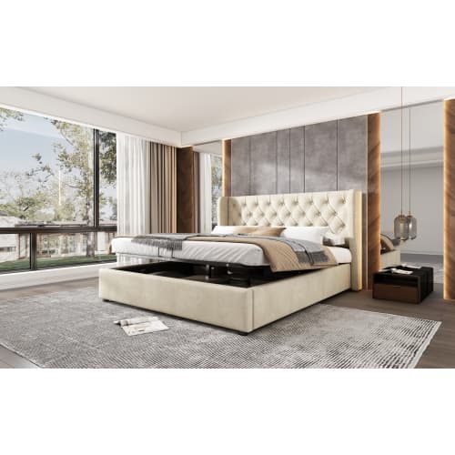 Effortless Storage Meets Timeless Style in this Velvet Bed - image 1