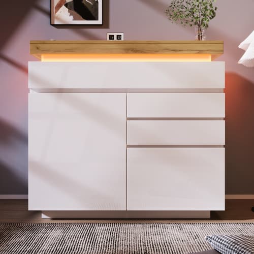 Modern High Gloss Sideboard with App-Controlled LED Lighting - image 23