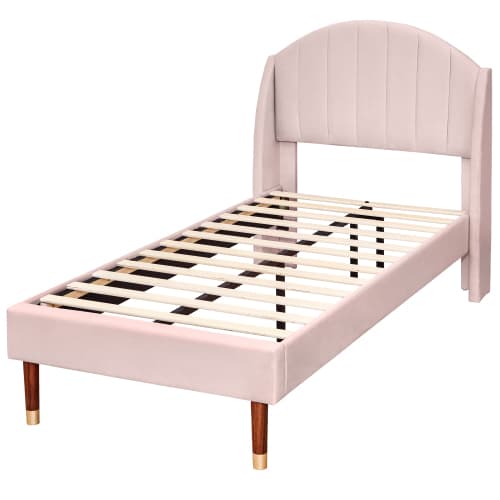Upholstered Single Bed in Pink Velvet (3ft / 90x190cm) - image 8