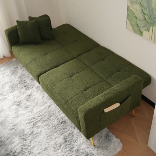 Chic 2 Seater Click Clack Sofa Bed with Side Pockets - image 16