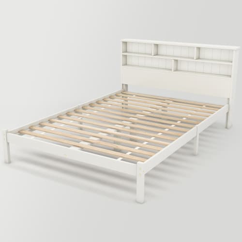 Solid Wood Double Storage Bed with Shelves and Underbed Drawer - image 5