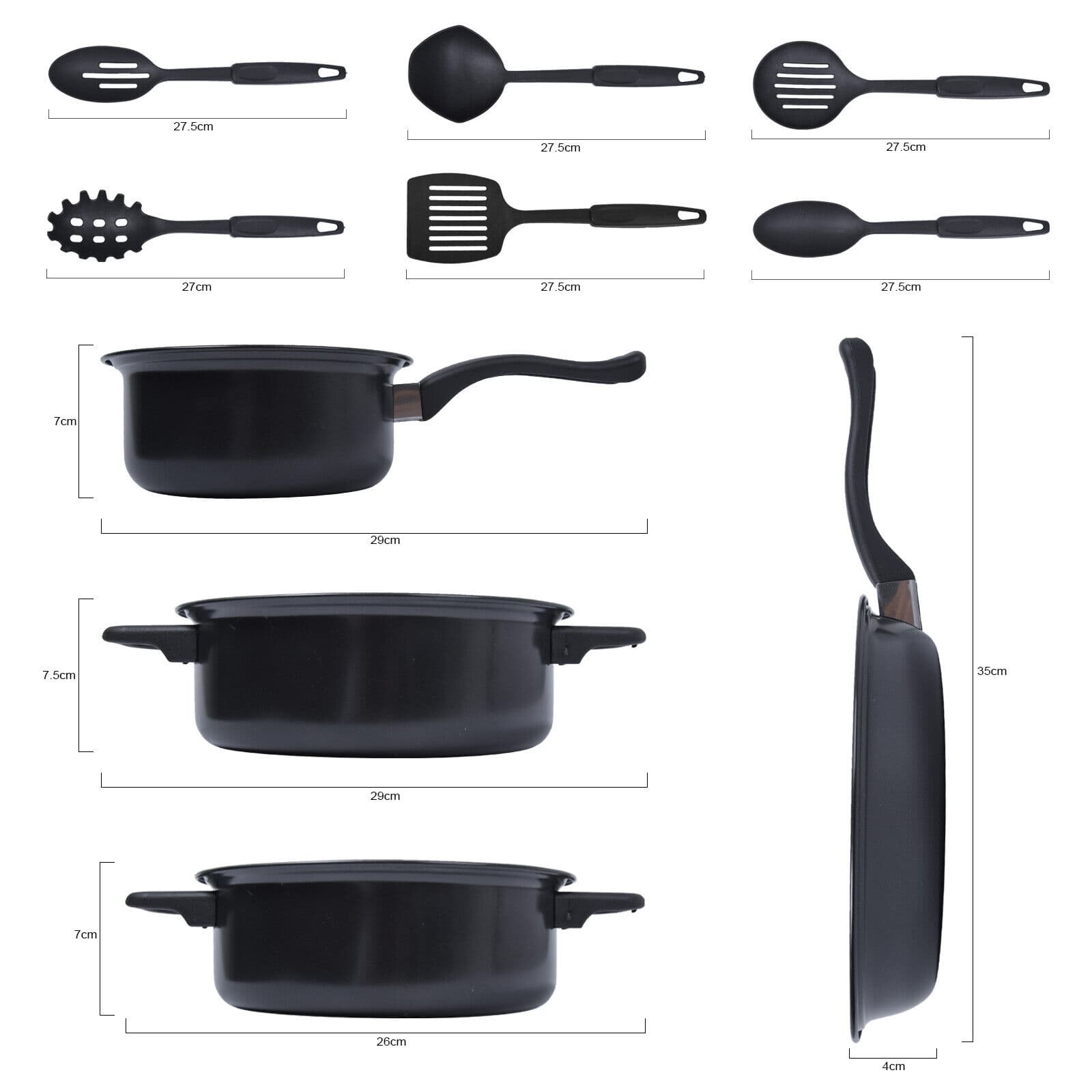 13-Piece Black Non-Stick Cookware Set with Seven Cooking Utensils - image 16