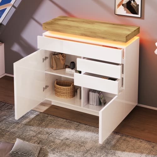 Modern High Gloss Sideboard with App-Controlled LED Lighting - image 9