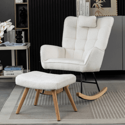 Discover Effortless Comfort in the Villalta Home White Rocking Chair