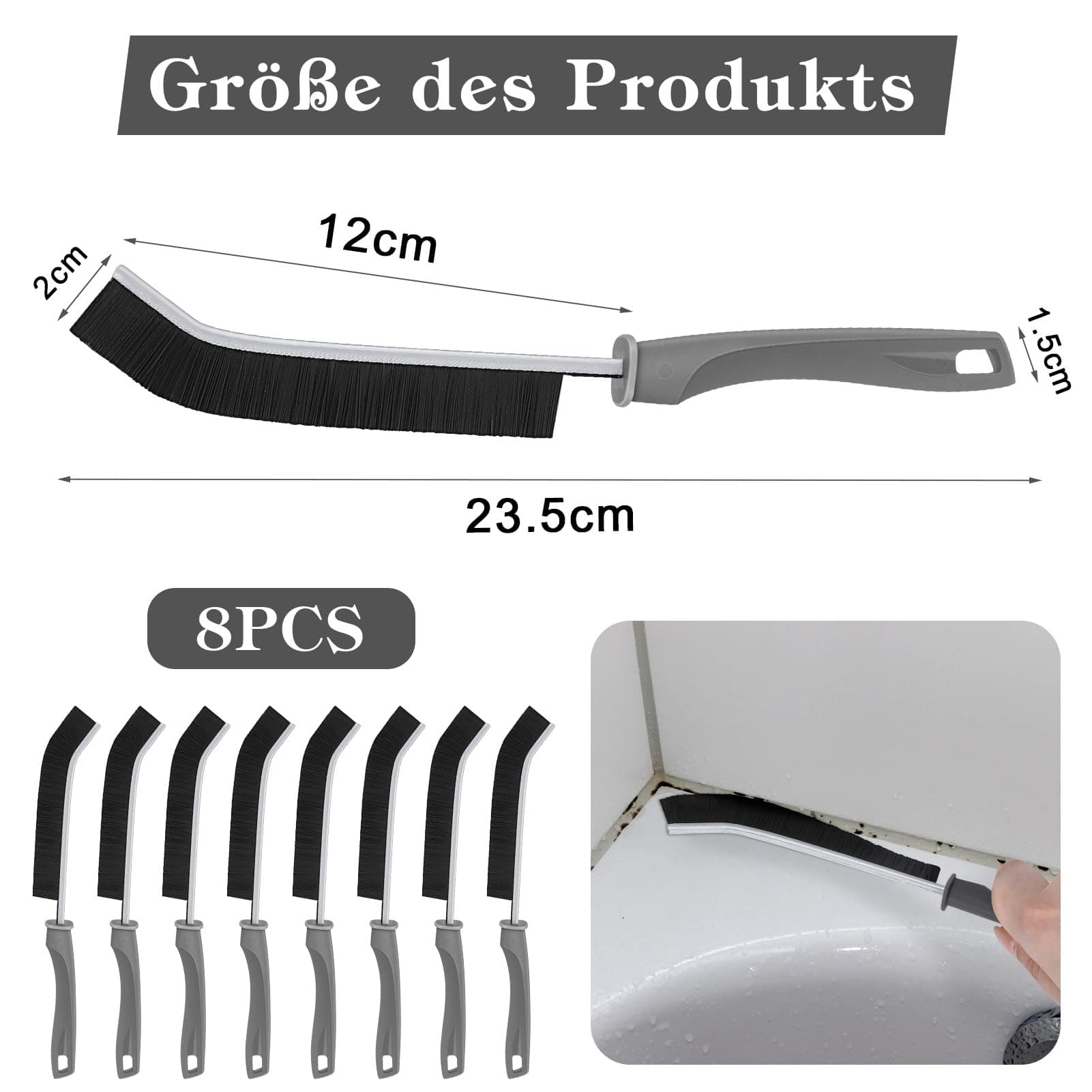 Hard Bristle Crevice Brushes for Grout, Tiles and Window Tracks - image 9