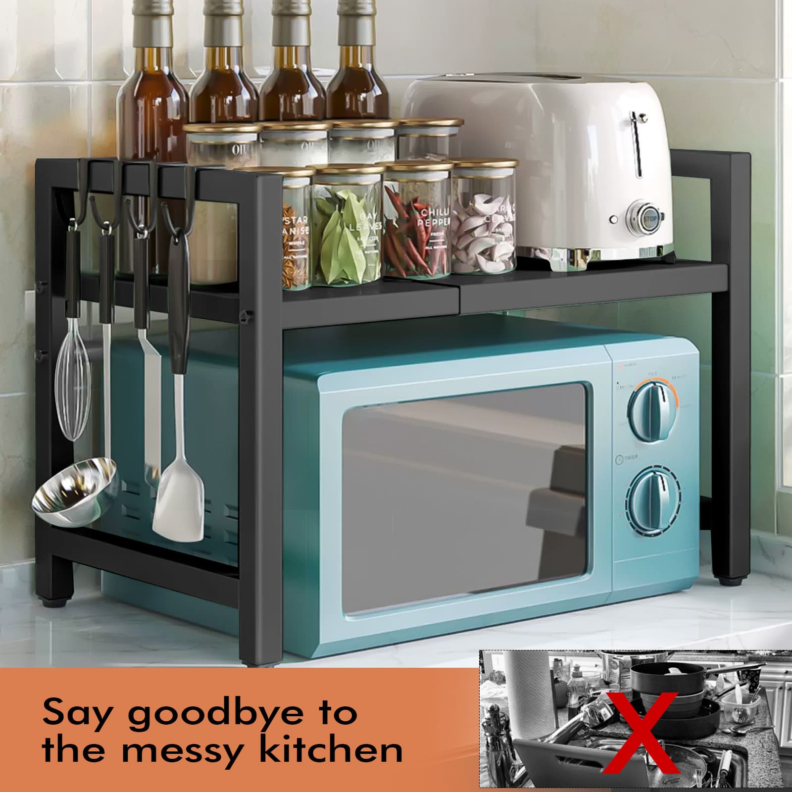 Maximise Worktop Space with this Extendable Microwave Rack - image 4