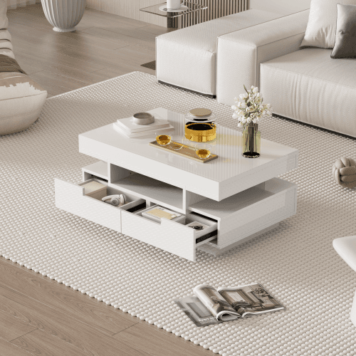 Modern Black Gloss Coffee Table with LED Lighting and Storage - image 19