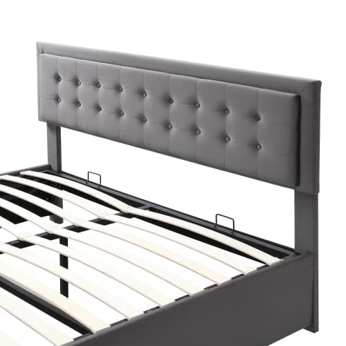 Super King (6ft) Ottoman Bed in Grey Velvet with Storage - image 15