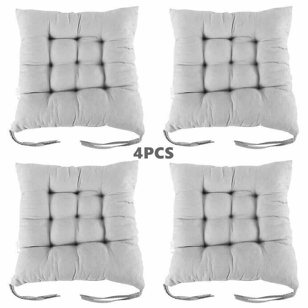 4-Pack Tufted Seat Cushions with Tie-On Fastening — Light Grey - image 17
