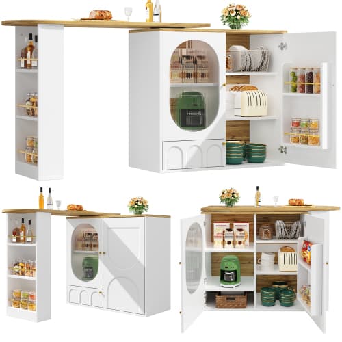 360° Rotating Bar Table with Storage, White - image 5