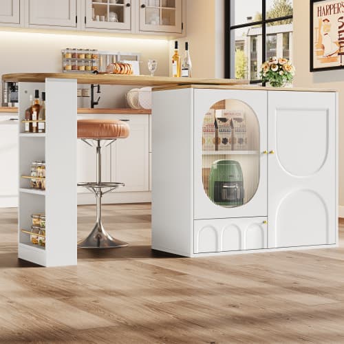 360° Rotating Bar Table with Storage, White - image 9