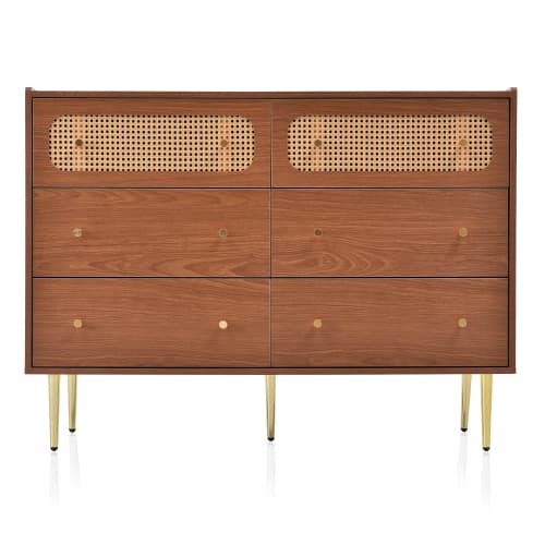 Vintage-Style Sideboard with 6 Rattan-Front Drawers - image 13