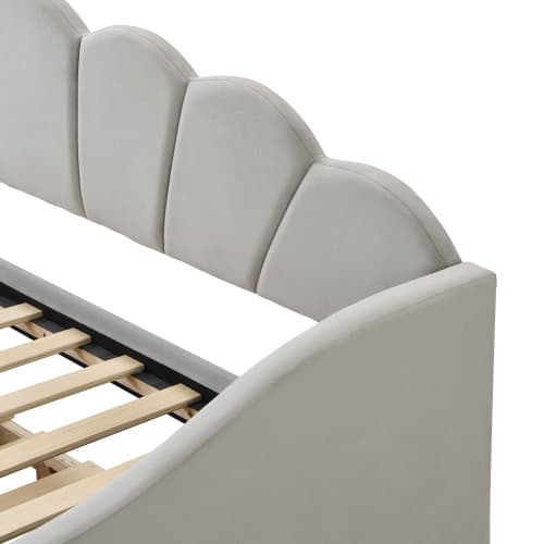 Upholstered 3ft Single Day Bed with Pull-Out Trundle in Grey Velvet - image 27