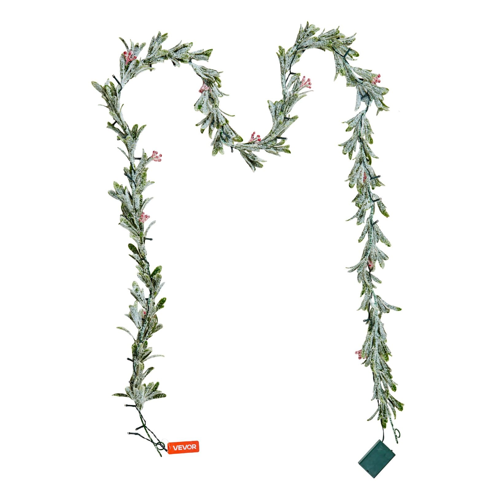 Pre-Lit 9ft Christmas Garland with Olive Leaves & Red Berries - image 4