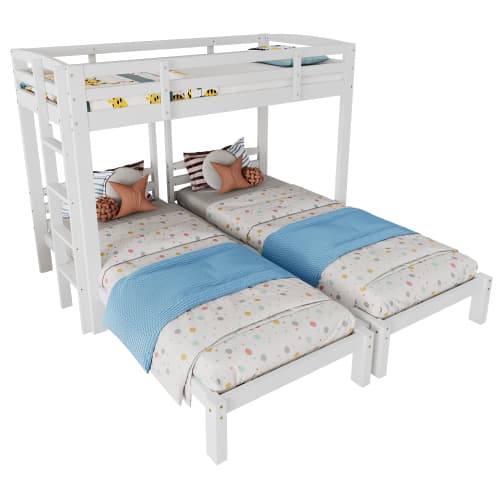 Triple Sleeper Bunk Bed for Kids & Teens - White - image 12