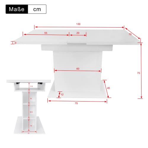 Modern White Extendable Dining Table with Built-in Storage - image 6