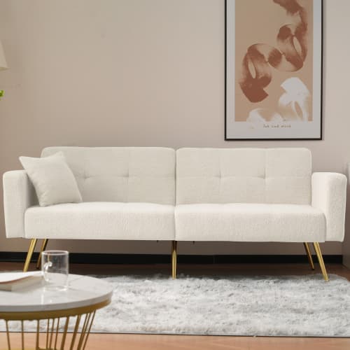 Chic 2 Seater Click Clack Sofa Bed with Side Pockets - image 47