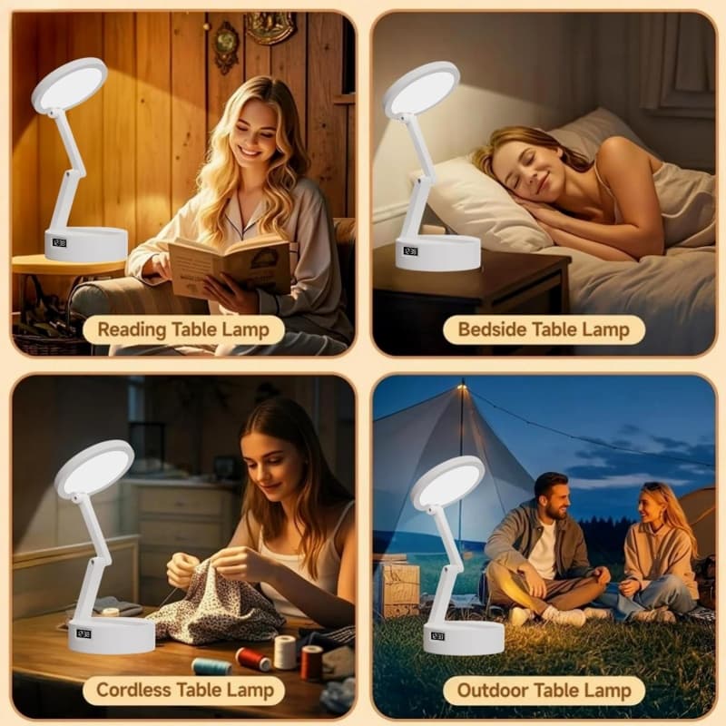 Rechargeable Foldable Desk Lamp with Built-In LED Clock - image 7