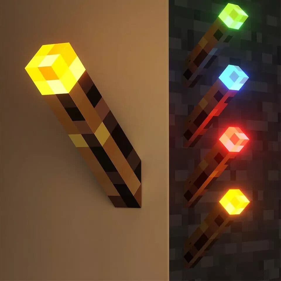 Pixel Torch Wall Lamp for Gaming Bedrooms