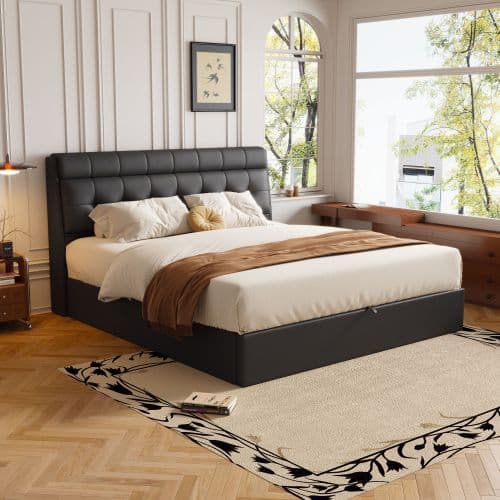 Upholstered Ottoman Bed with Hydraulic Storage & Headboard Compartment (4ft6 Double) - image 19