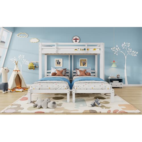Triple Sleeper Bunk Bed for Kids & Teens - White - image 19