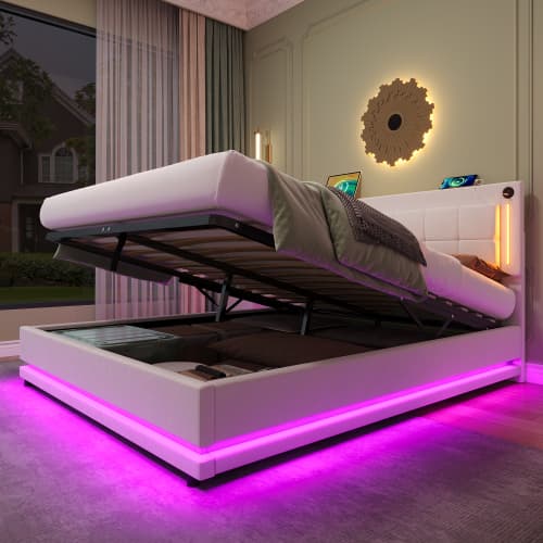 Smart LED Bed with Storage, Lights & USB Charging - image 2