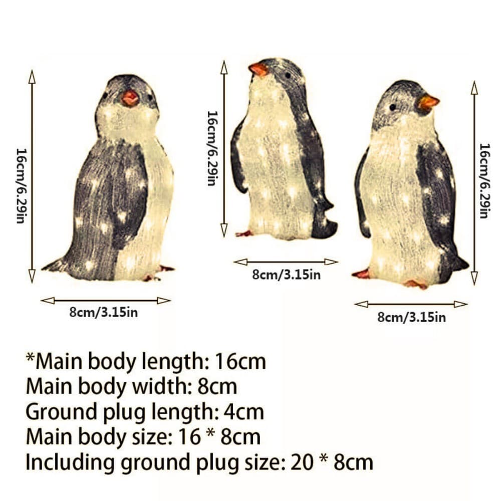 Set of 3 Light-Up Penguin Family Christmas Garden Ornaments - image 2