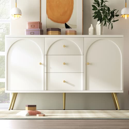 Modern Cream White Sideboard with Arched Drawer Fronts - image 7
