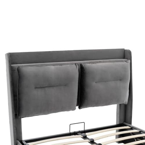 Velvet Upholstered Double Ottoman Bed with Smart Storage & LED - image 13