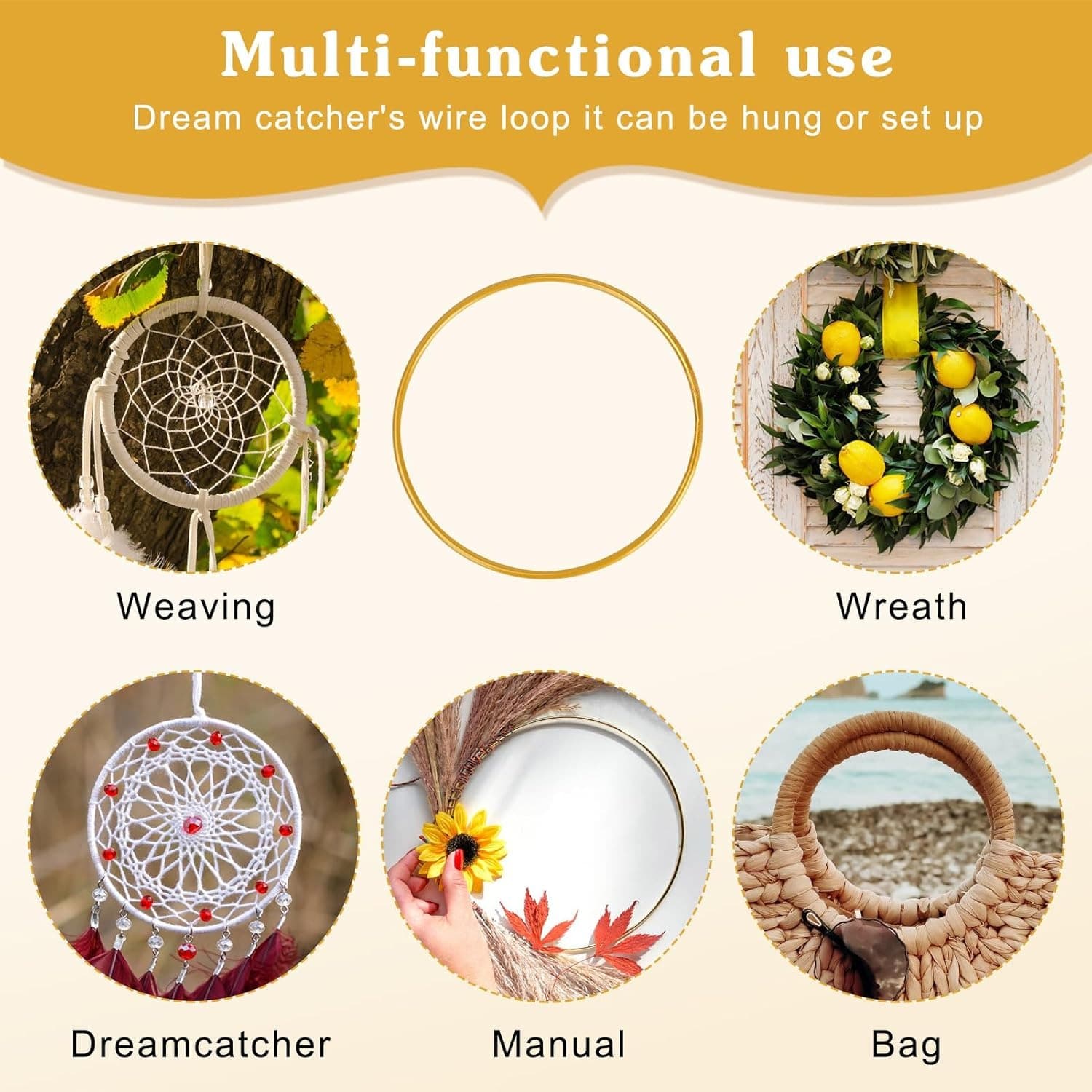 16-Pack Gold Wire Rings for Wreaths and Macramé - image 17