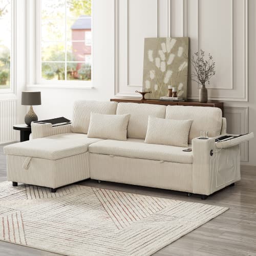 Transform Your Space with this Grey Corduroy Corner Sofa Bed - image 6