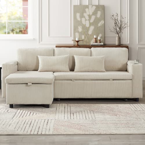 Transform Your Space with this Grey Corduroy Corner Sofa Bed - image 13