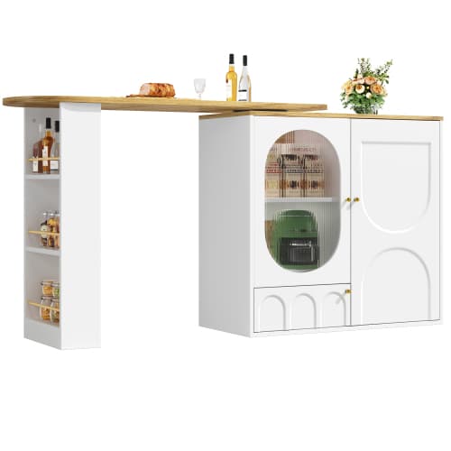 360° Rotating Bar Table with Storage, White