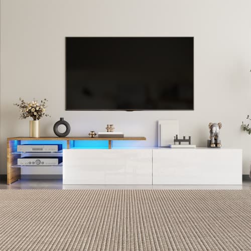 Contemporary TV Unit with LED Ambient Lighting & Storage - image 10