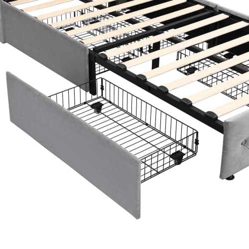 Grey Velvet Single Bed with Smart Storage & USB Charging - image 22