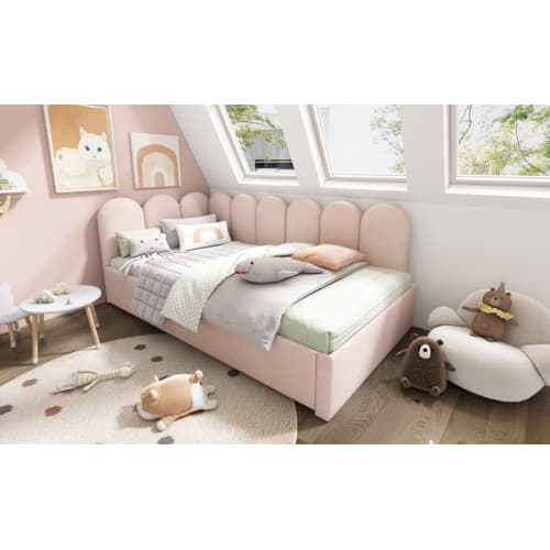 Upholstered Daybed in Pink Velvet with Pull-Out Guest Bed - image 1