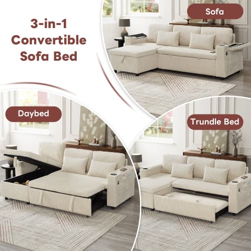 Transform Your Space with this Grey Corduroy Corner Sofa Bed - image 43