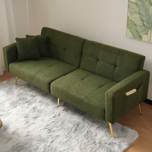 Chic 2 Seater Click Clack Sofa Bed with Side Pockets - image 21