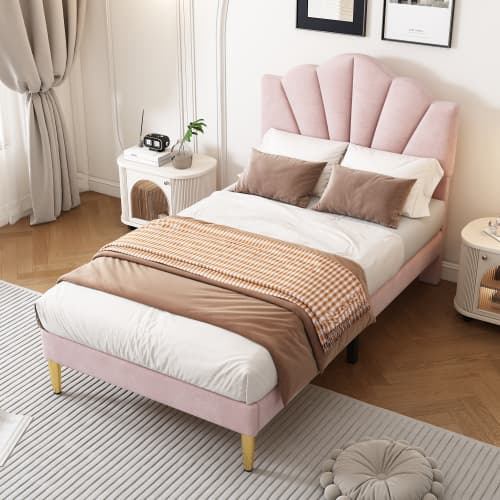 Transform Your Bedroom with this Velvet Shell Single Bed - image 21